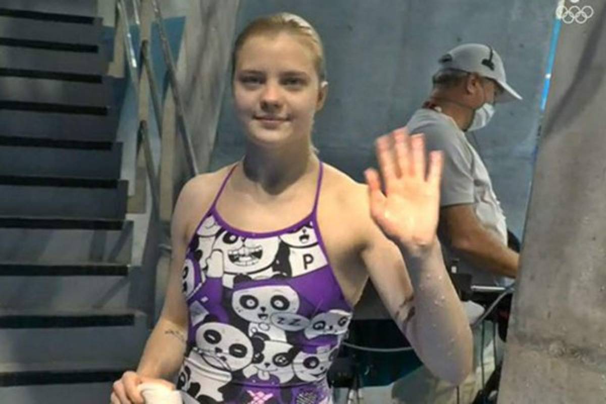 ¡Hizo el 'oso'! Sofiia Lyskun, la clavadista que se viralizo por su peculiar traje de baño en los JJOO de Tokio  