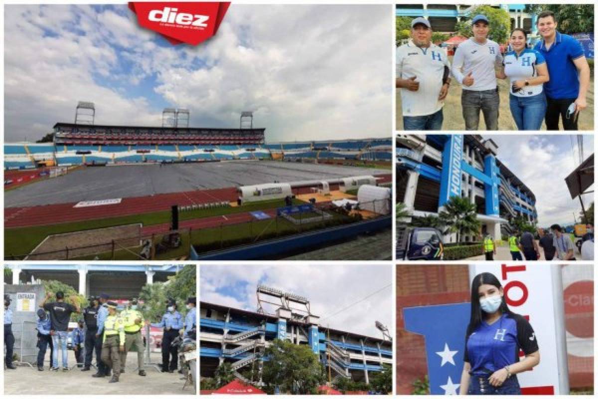 Honduras vs Panamá: El estadio Olímpico con lona, anillos de seguridad y primeros hinchas en llegar