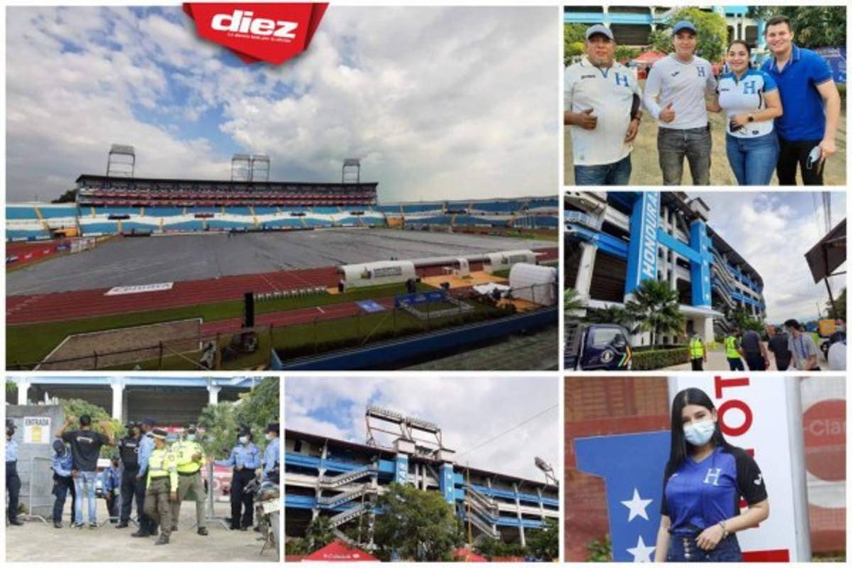 Honduras vs Panamá: El estadio Olímpico con lona, anillos de seguridad y primeros hinchas en llegar