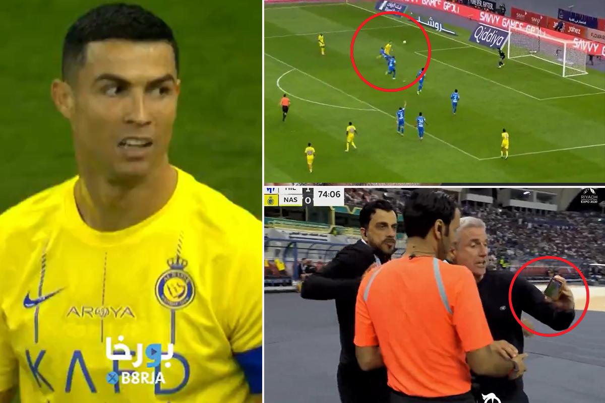 Cristiano Ronaldo marca golazo, pero se lo anulan en la paliza del Al Nassr: su técnico saca el celular y reclamó al árbitro