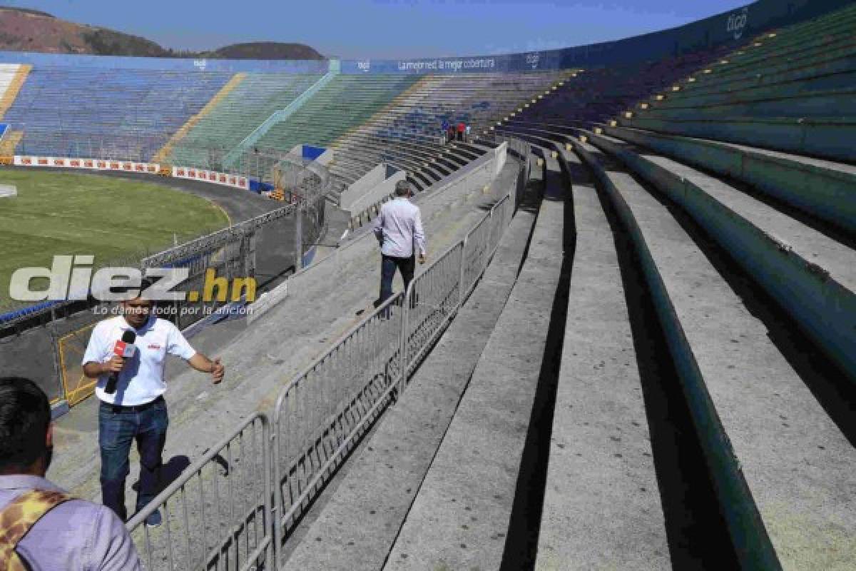 Instalan vallas de seguridad en el estadio Nacional para juego de Motagua ante Honduras Progreso