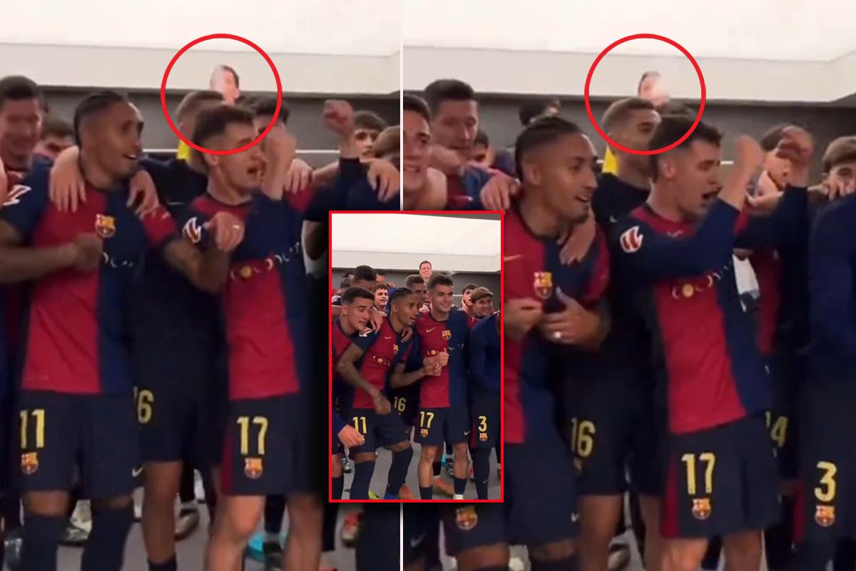 Szczesny echando humo: su viral festejo en el vestidor del Barcelona por la paliza al Real Madrid