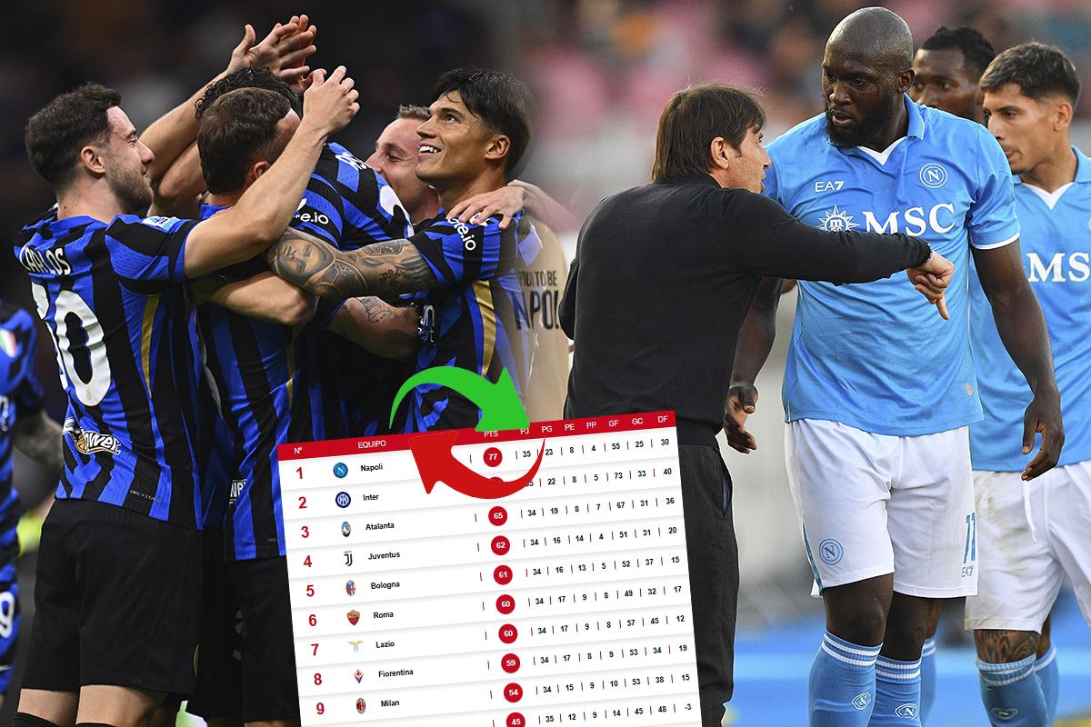 Inter y Napoli se pelean por el Scudetto: arde la clasificación en Italia a falta de tres jornadas