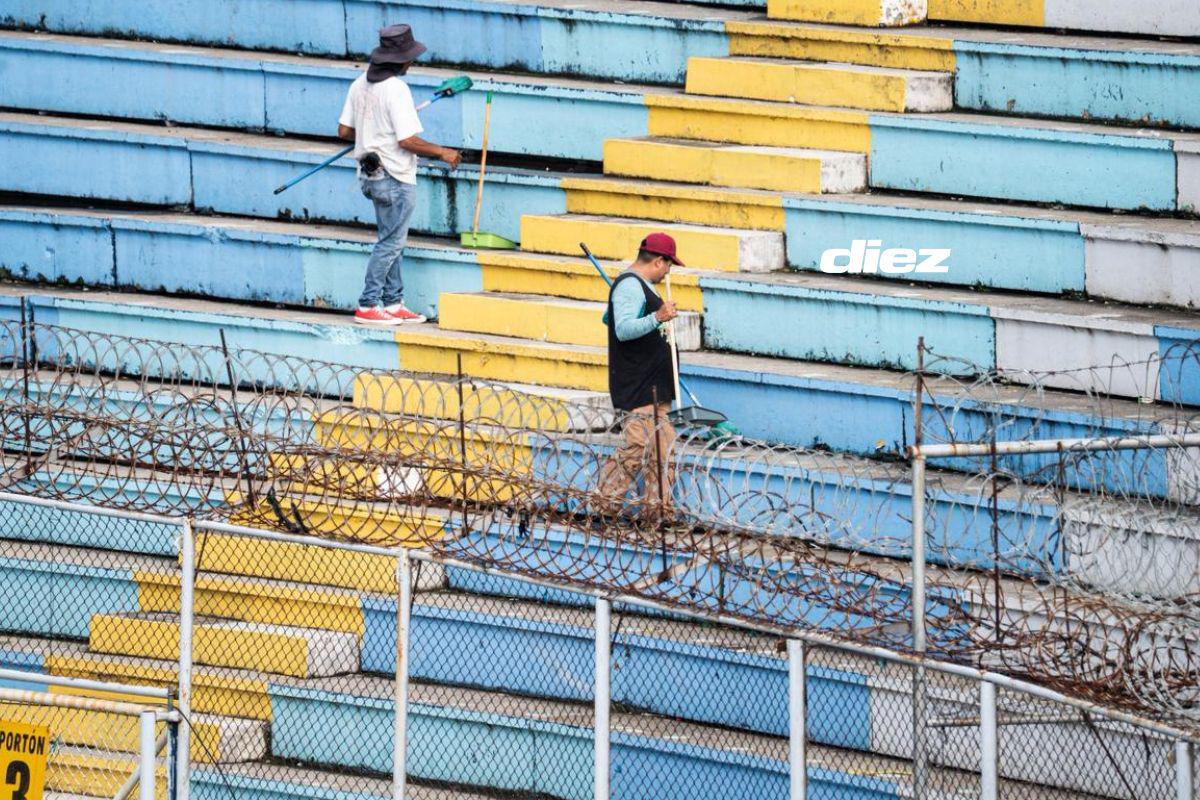 Estadio Nacional recibe los últimos retoques para el Honduras-Haití: así luce la cancha previo a la batalla