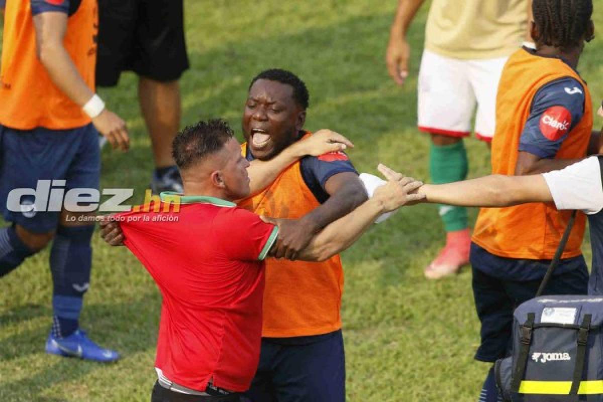 EN FOTOS: La lluvia de golpes y patadas entre técnicos de Marathón y Motagua