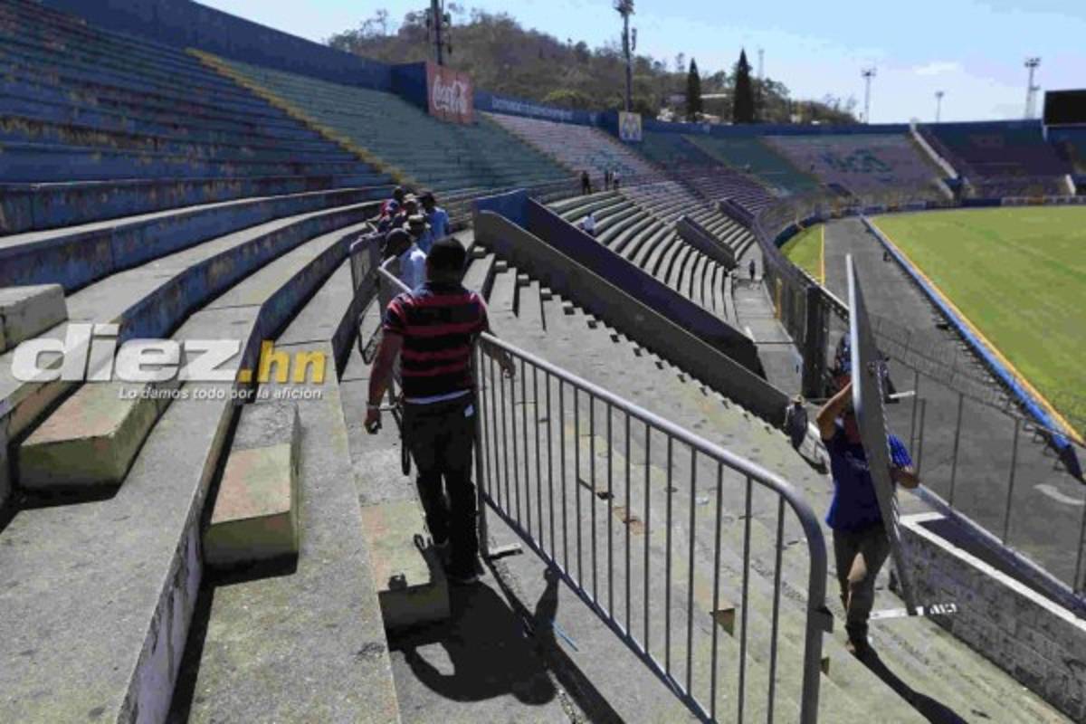 Instalan vallas de seguridad en el estadio Nacional para juego de Motagua ante Honduras Progreso