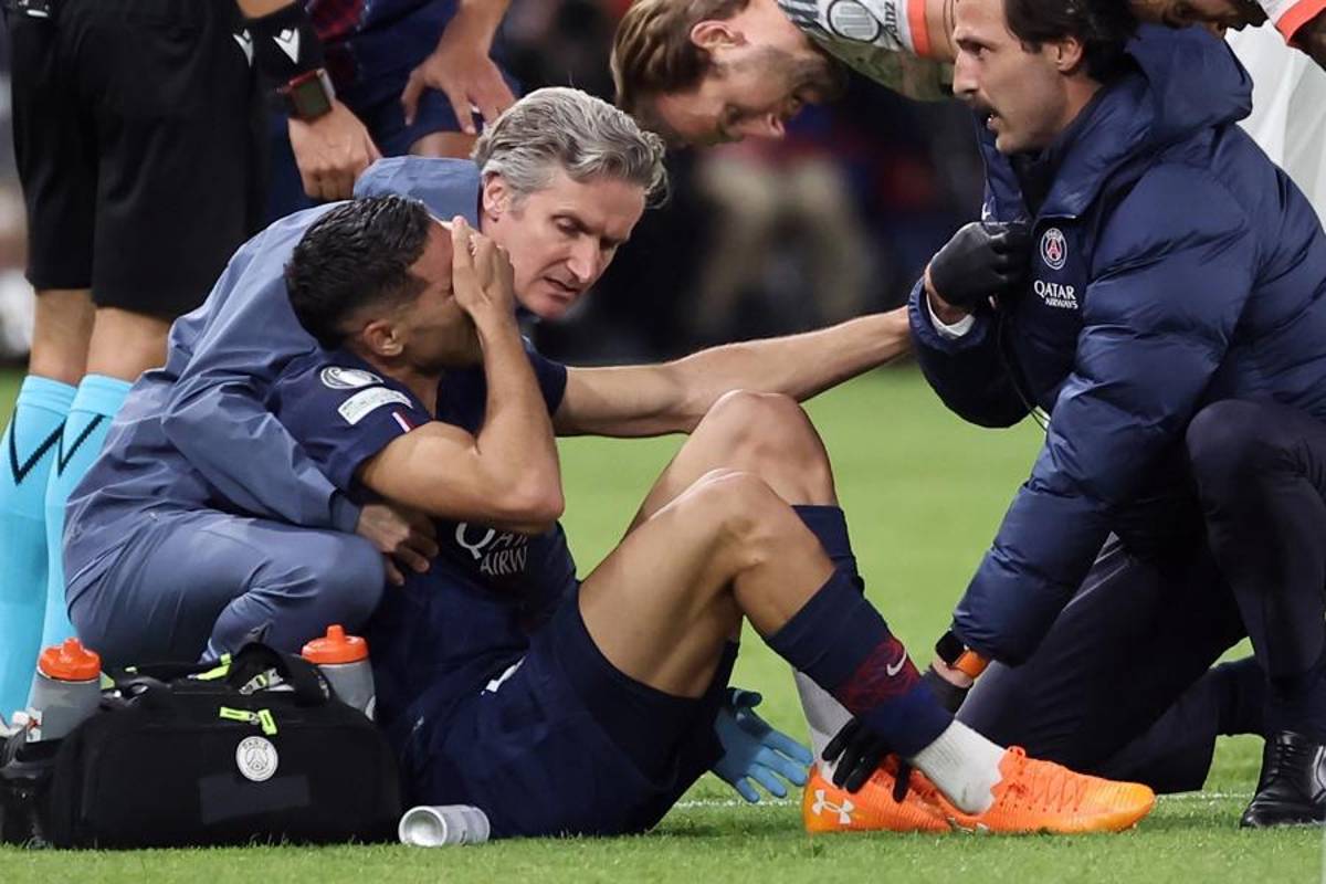 Es terrible: Luis Díaz provoca grave lesión a Hakimi en la Champions; el jugador del PSG se marcha llorando