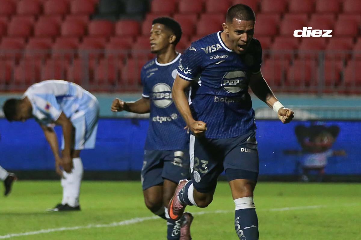 Alejandro Reyes anotó el segundo tanto de Motagua sobre el Génesis PN en el Nacional. (Foto por Emilio Flores)