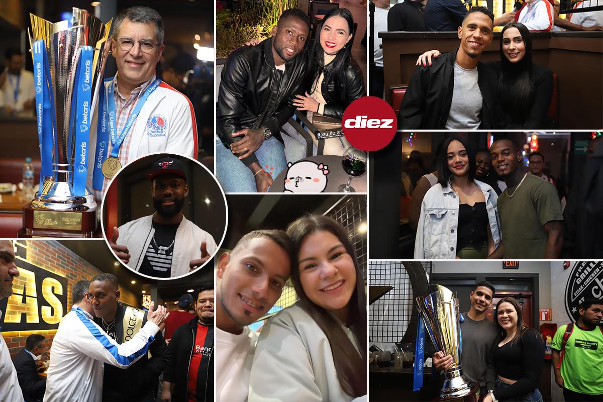 La fiesta del Olimpia tras proclamarse tricampeón invicto: futbolistas acompañados de sus parejas