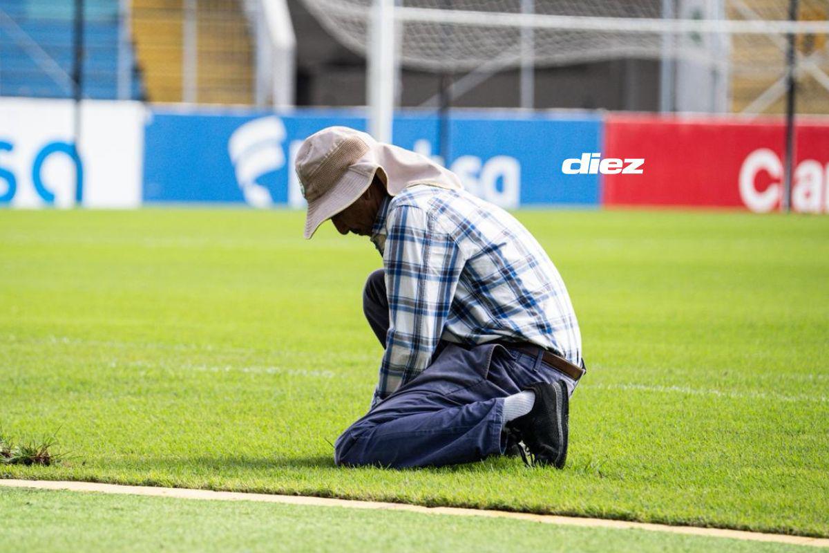 Estadio Nacional recibe los últimos retoques para el Honduras-Haití: así luce la cancha previo a la batalla