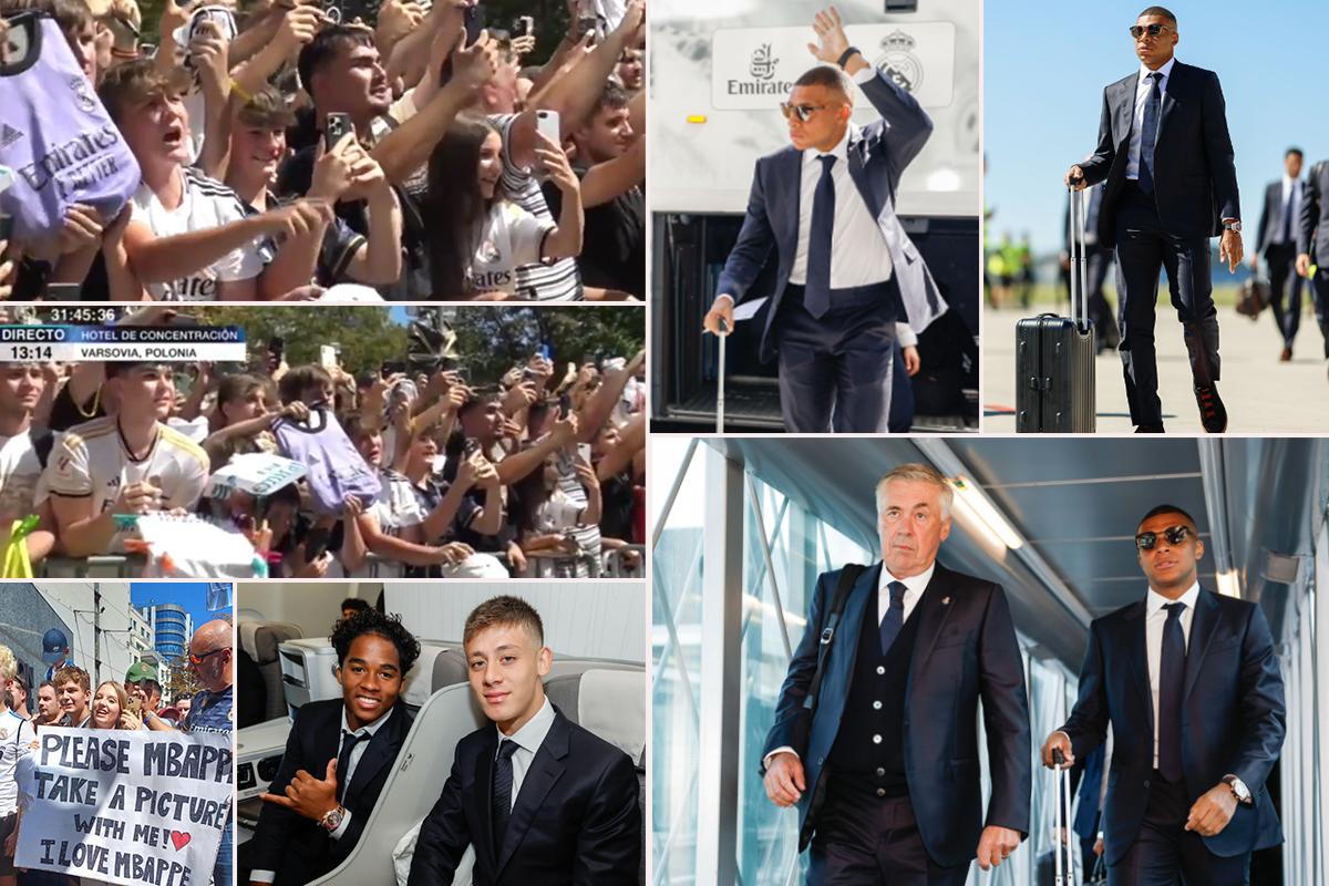 Mbappé desata la locura: así fue la llegada del Real Madrid a Varsovia para disputar el primer título de la temporada