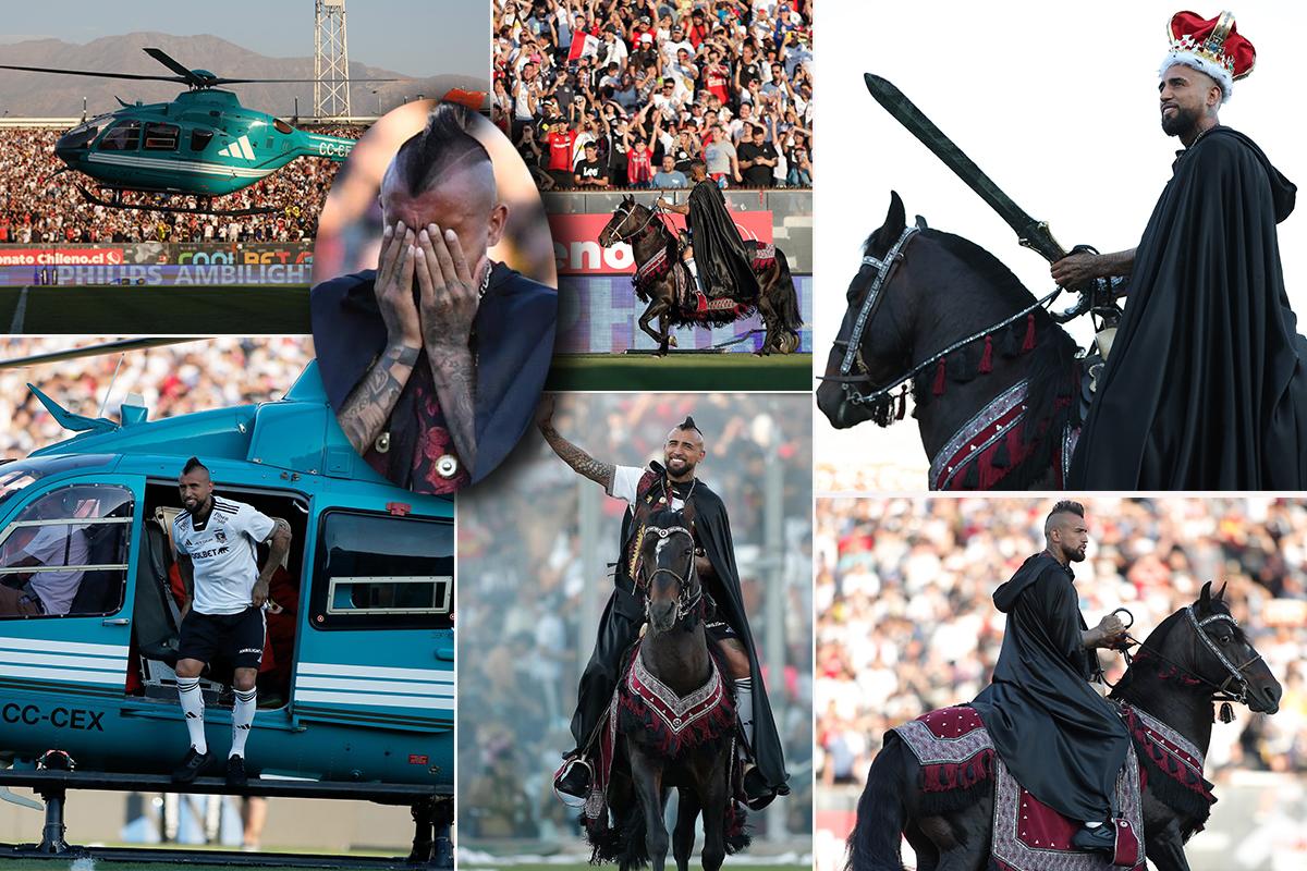 Arturo Vidal regresó a Colo Colo y así fue su épica presentación: llegó en helicóptero y luego montando un caballo como rey