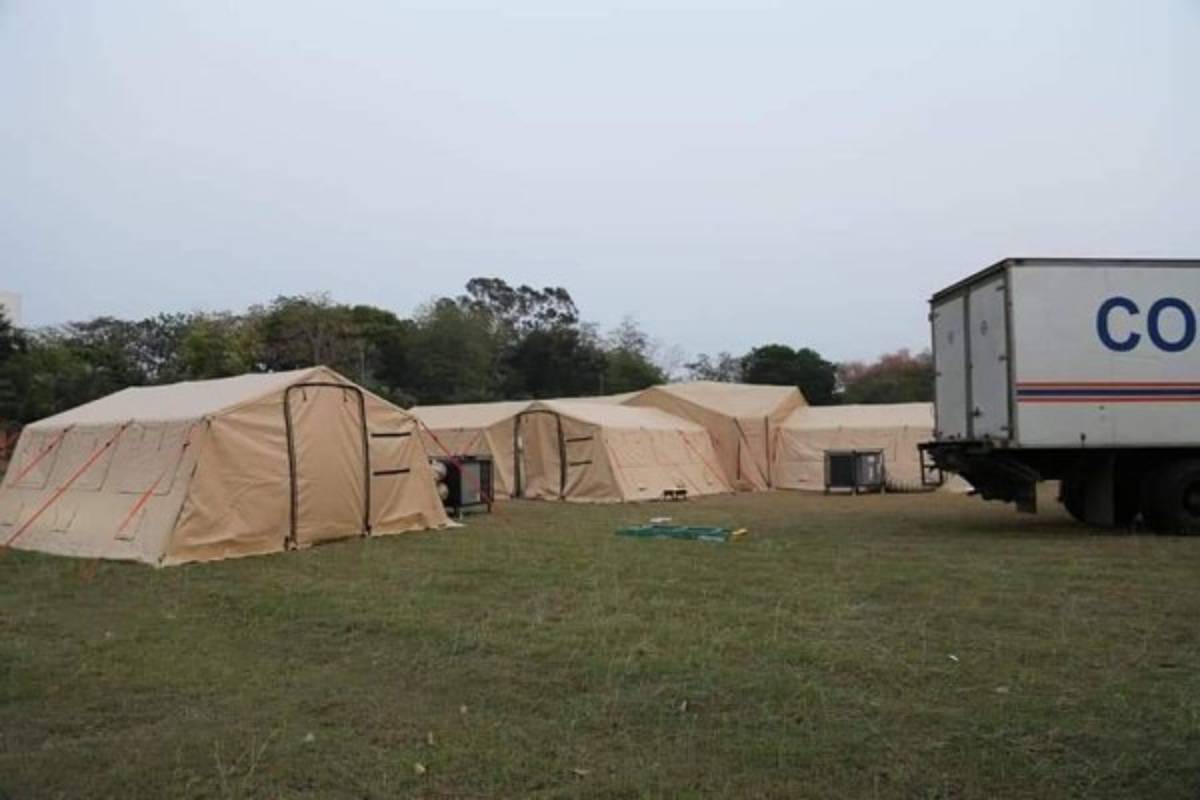 Así es el hospital móvil que instalaron en Villanueva, Cortés para pacientes con coronavirus