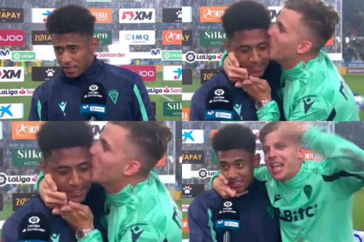 Pone en alto la bandera de Honduras y le dan tremendo beso: Así celebró el Choco Lozano la salvación del Cádiz en la Liga Española