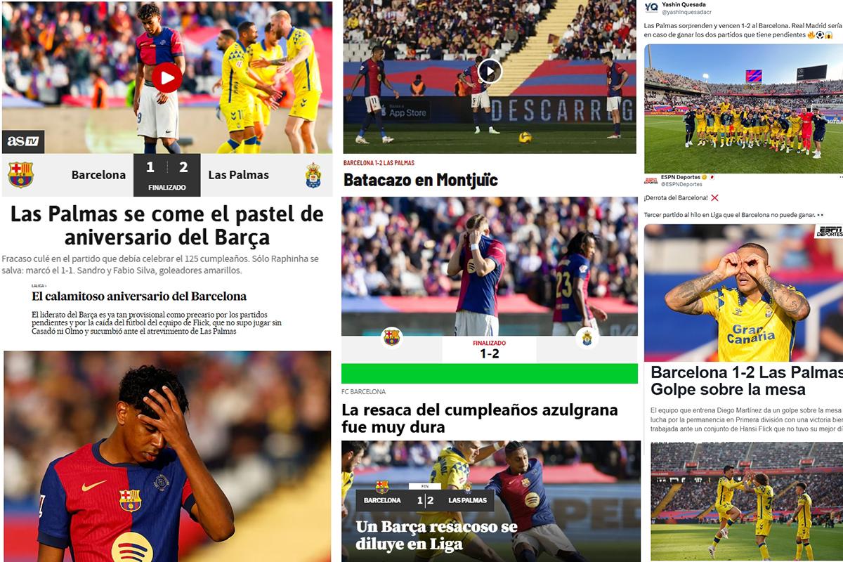 Barcelona perdió en casa ante Las Palmas y así reacciona la prensa: “Que cierren el VAR y pongan una ruleta; vergüenza”
