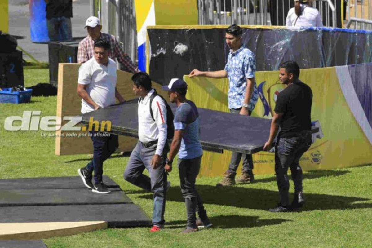 Así preparan la eventual premiación por el título del Olimpia en el estadio Nacional