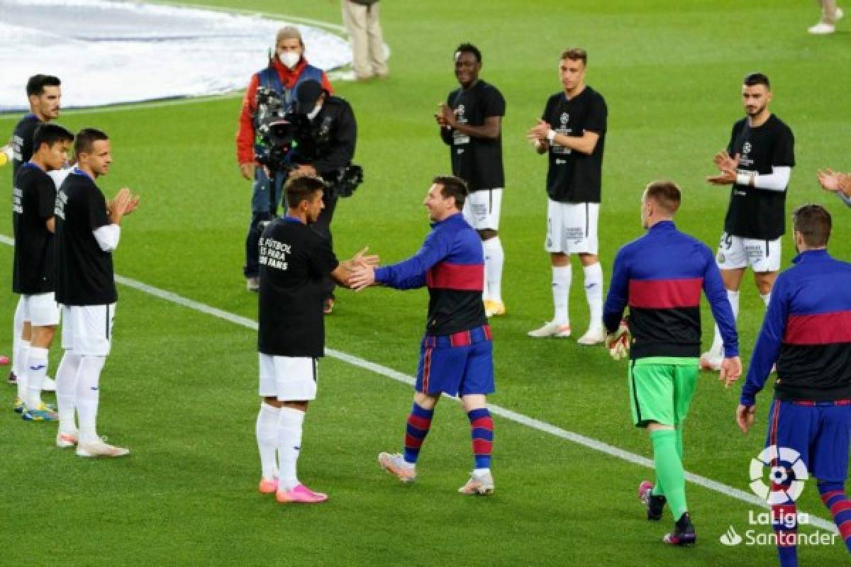 La reacción de Messi durante el pasillo y luego marca un golazo y se va festejarlo con el recogepelotas