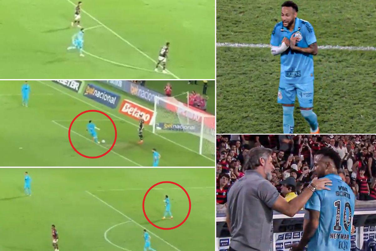 Neymar baja hasta su propia portería para salir jugando y todo sale mal; su reacción tras ser sustituido