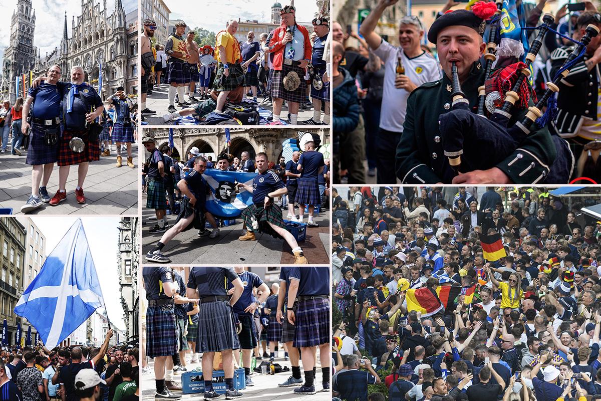 Gaitas, en faldas y con cervezas: afición de Escocia se toma Múnich previo al partido ante Alemania en la Eurocopa 2024