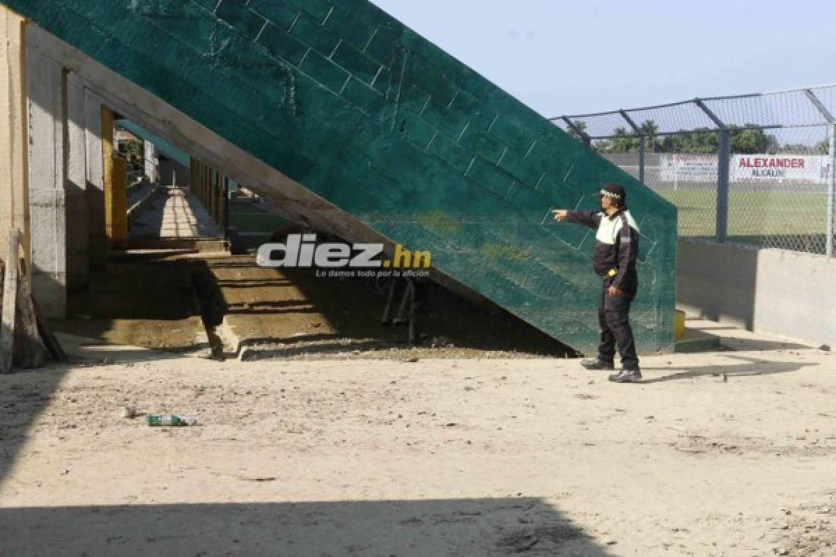 Las imágenes del estadio Humberto Micheletti de El Progreso tras el devastador paso de Eta