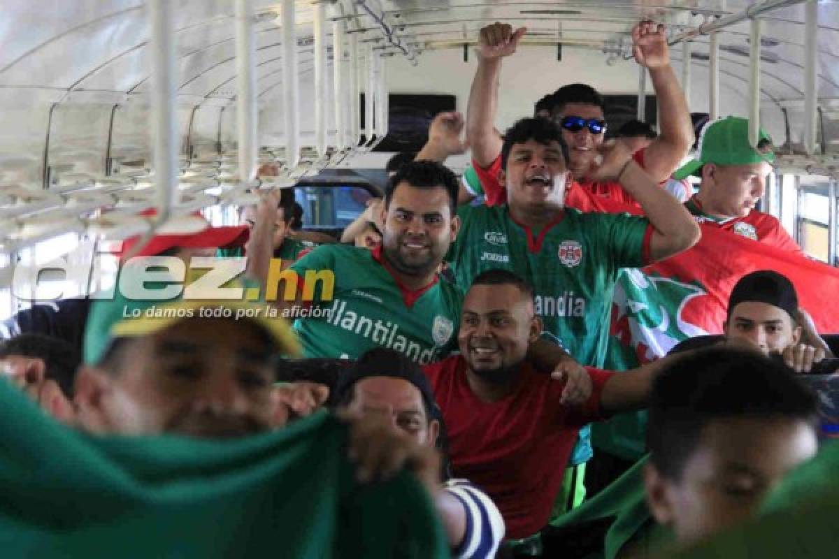 ¡LOCURA! Caravana verdolaga rumbo al Nacional de Tegucigalpa