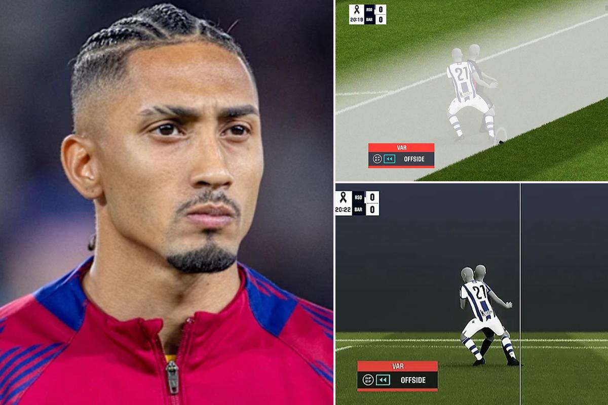 La burla de Raphinha por el polémico gol anulado a Lewandowski en Anoeta