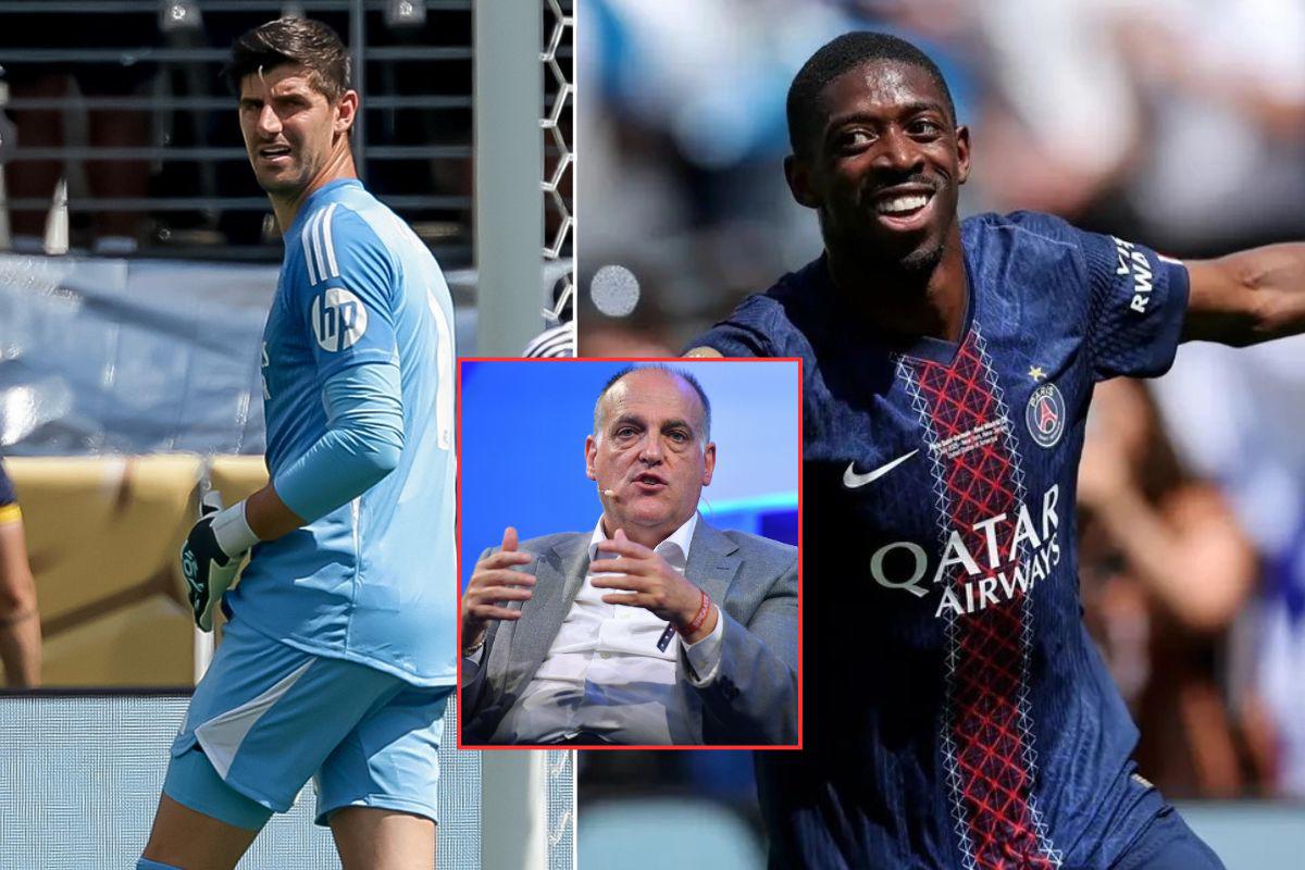 Courtois revela qué le dijo a Dembélé tras la eliminación y dispara contra el presidente de LaLiga: Este señor quiere...