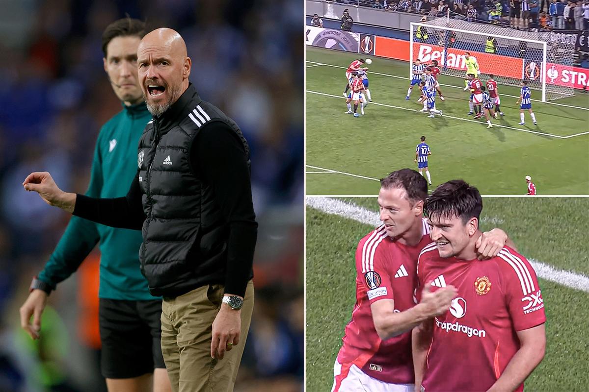 Apareció Harry Maguire: Manchester United, con uno menos, evitó la derrota contra Porto en el añadido