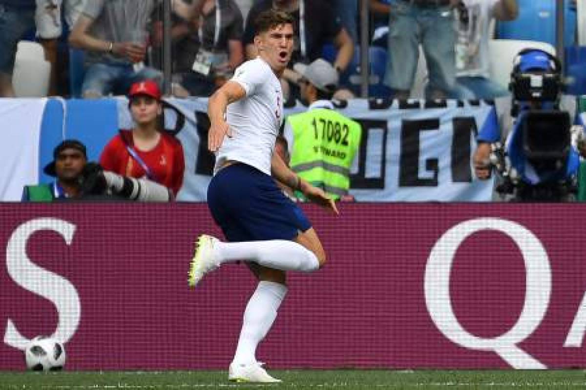 England's defender John Stones celebrates his goal during the Russia 2018 World Cup Group G football match between England and Panama at the Nizhny Novgorod Stadium in Nizhny Novgorod on June 24, 2018. / AFP PHOTO / Dimitar DILKOFF / RESTRICTED TO EDITORIAL USE - NO MOBILE PUSH ALERTS/DOWNLOADS