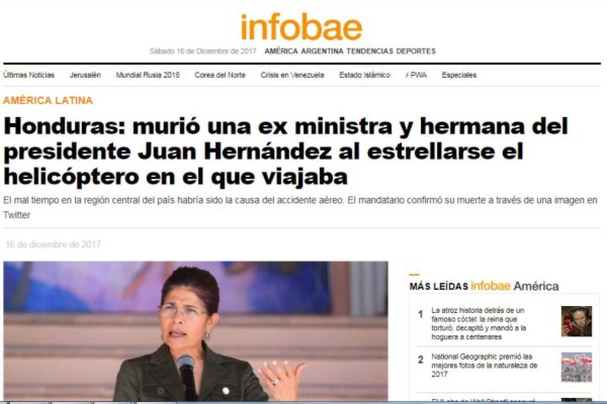 La prensa internacional reacciona impactada por la muerte de Hilda Hernández