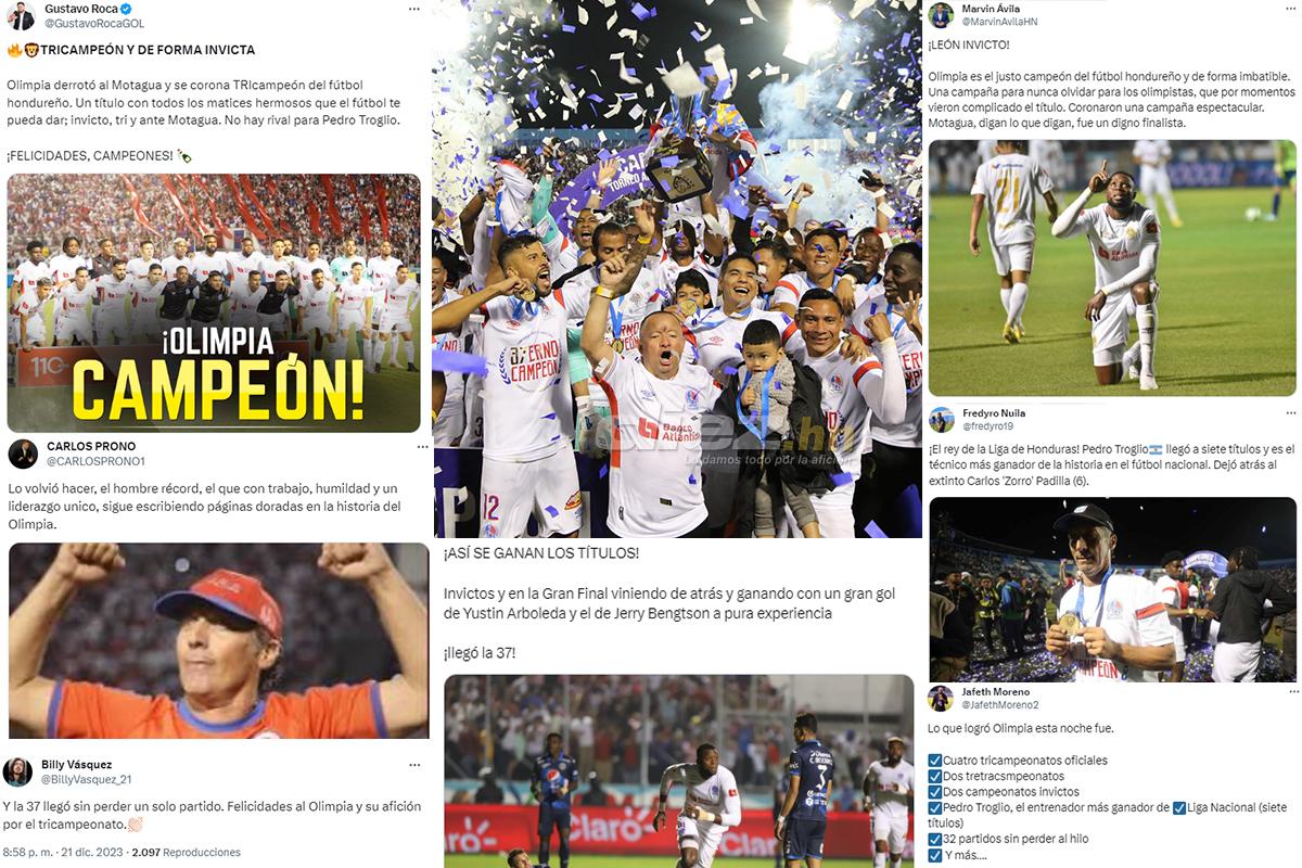 Rendidos ante el León: periodistas reaccionan por el título invicto de Olimpia y esto dicen sobre Motagua