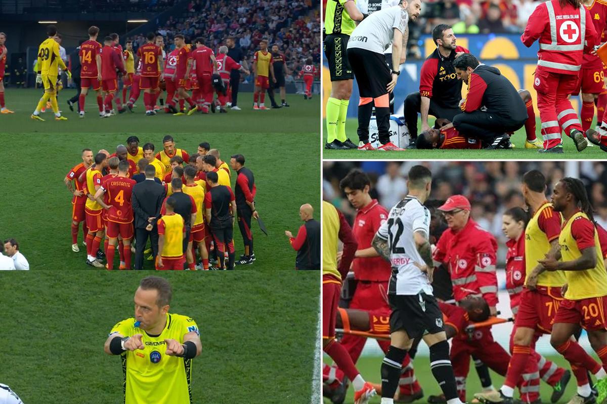 Drama en la Roma: salió jugando, se desploma y el partido queda suspendido