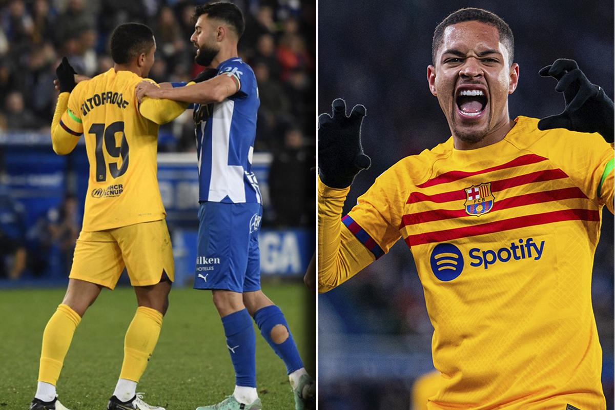 Barcelona se impuso ante el Alavés con gol incluido de Vitor Roque y una polémica expulsión
