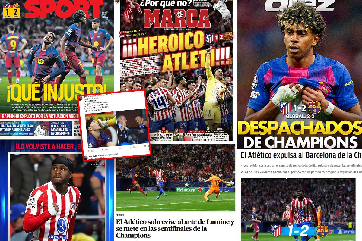 No Negreira, no party y Vergüenza; tramposos: lo que dice la prensa por la caída del Barcelona en Champions