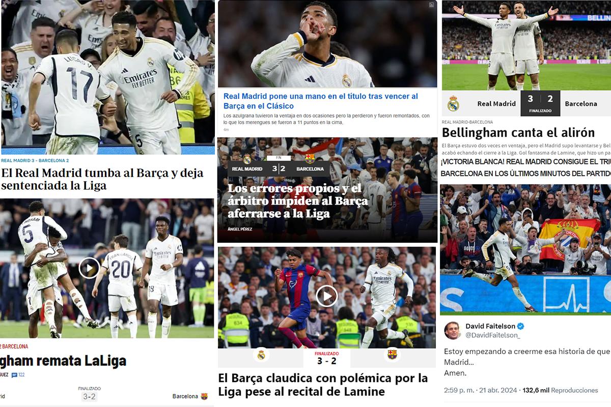 La prensa reacciona luego del triunfo del Real Madrid en el Clásico: “Barcelona alcanza un nuevo nadaplete”