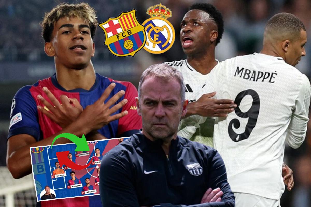 Hansi Flick quiere sentenciar LaLiga: alineación del Barcelona para golear al Real Madrid en el Clásico