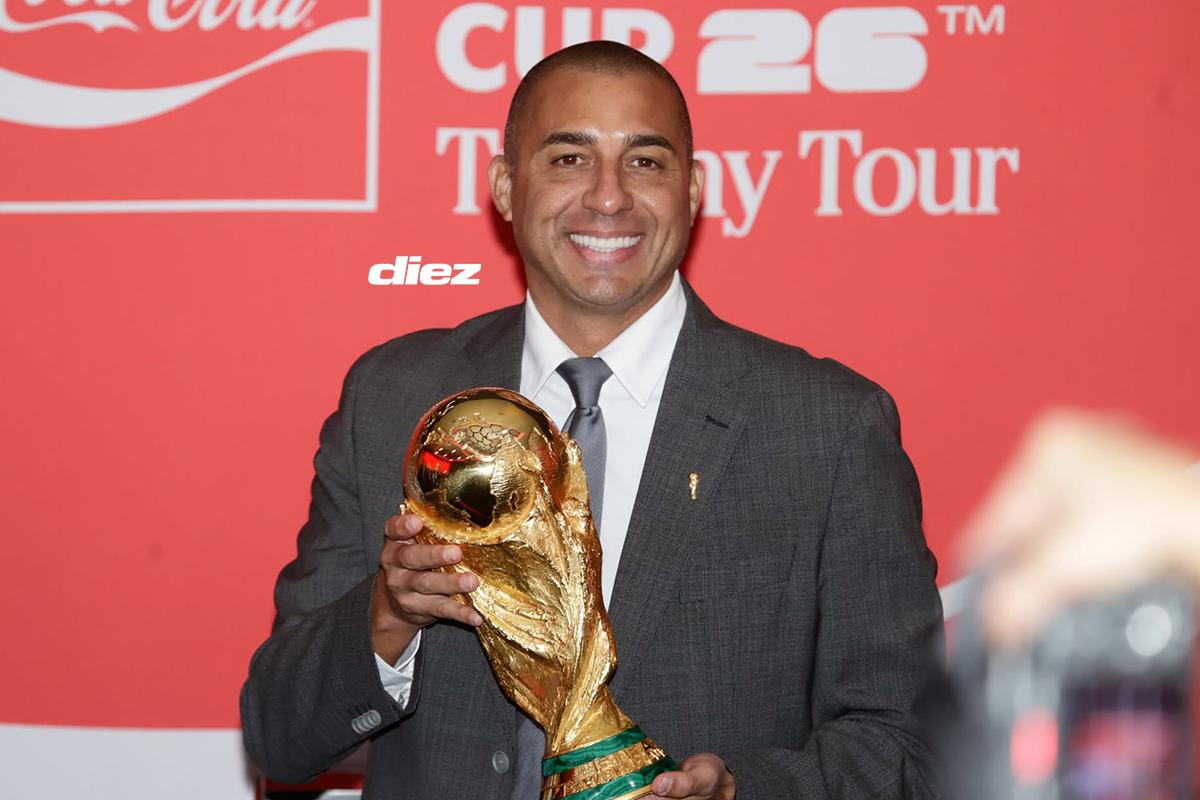 David Trezeguet presentando la Copa del Mundo 2026 en San Pedro Sula, Honduras.