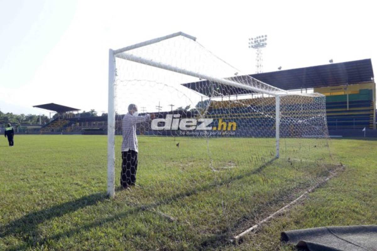 Las imágenes del estadio Humberto Micheletti de El Progreso tras el devastador paso de Eta