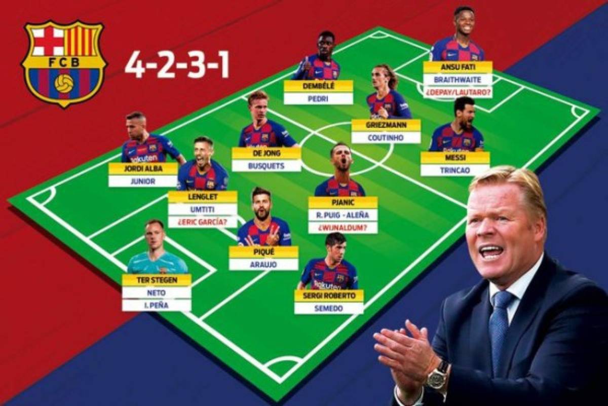 Lo tiene definido: El 11 titular del Barcelona de Koeman para la temporada 2020-21, según Sport