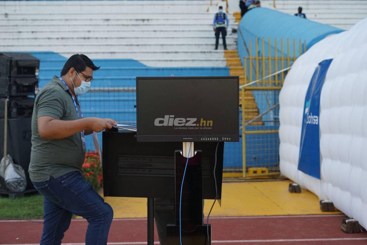 Soledad en el estadio Olímpico: Apatía de los hondureños para juego ante Canadá; así instalaron cabina del VAR