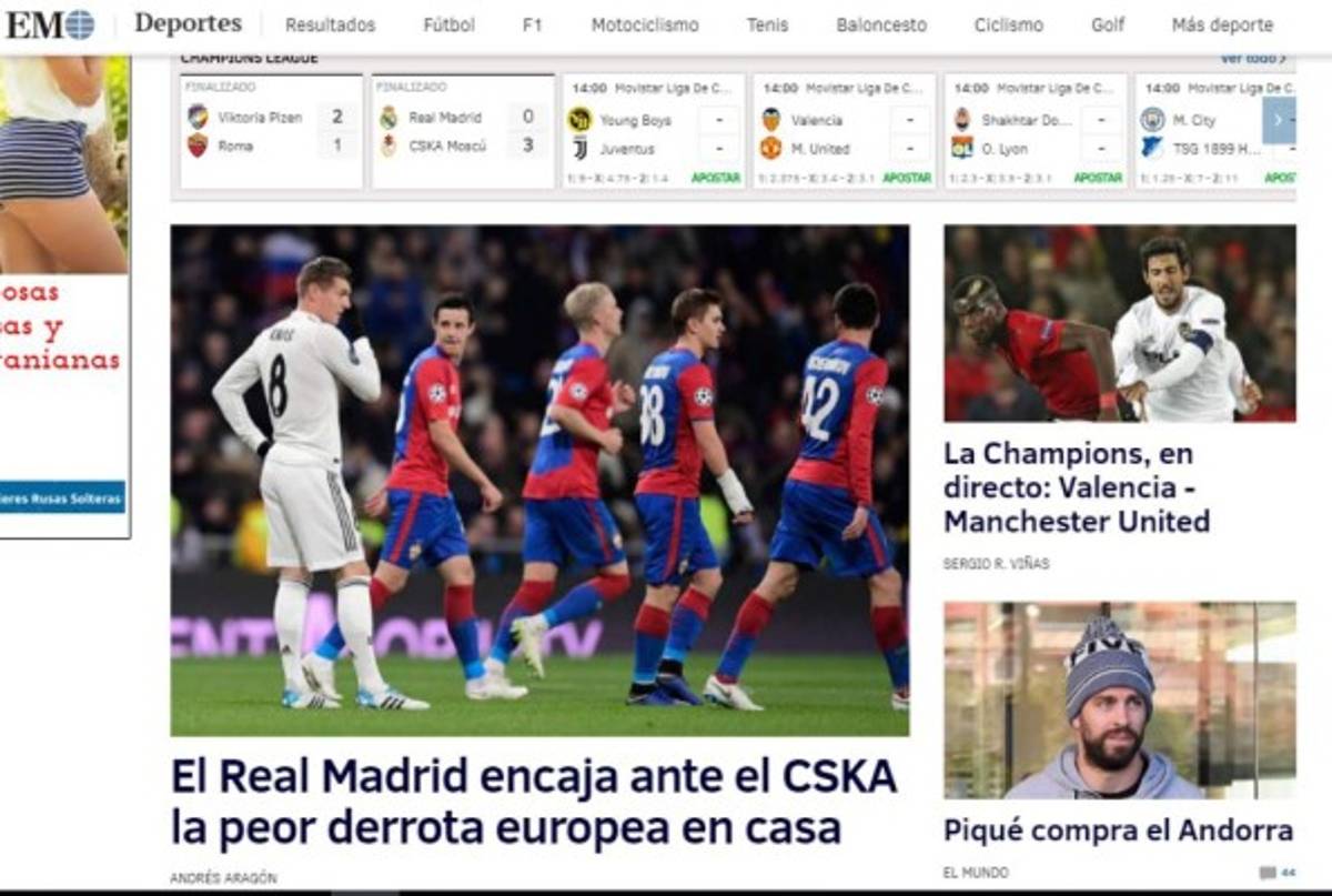 'Indigno y ridículo': Prensa mundial no perdona a Real Madrid por derrota ante ante CSKA