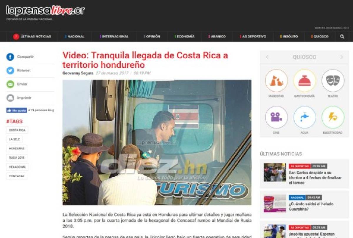 Lo que la prensa de Costa Rica habla previo al juego ante Honduras