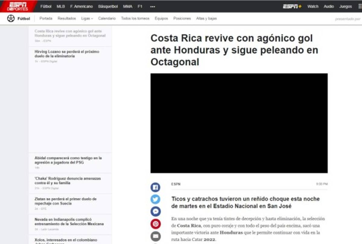 ¡Adiós Qatar, triunfo agónico, Costa Rica sobrevive! Lo que dice la prensa mundial tras el fracaso de la Selección de Honduras