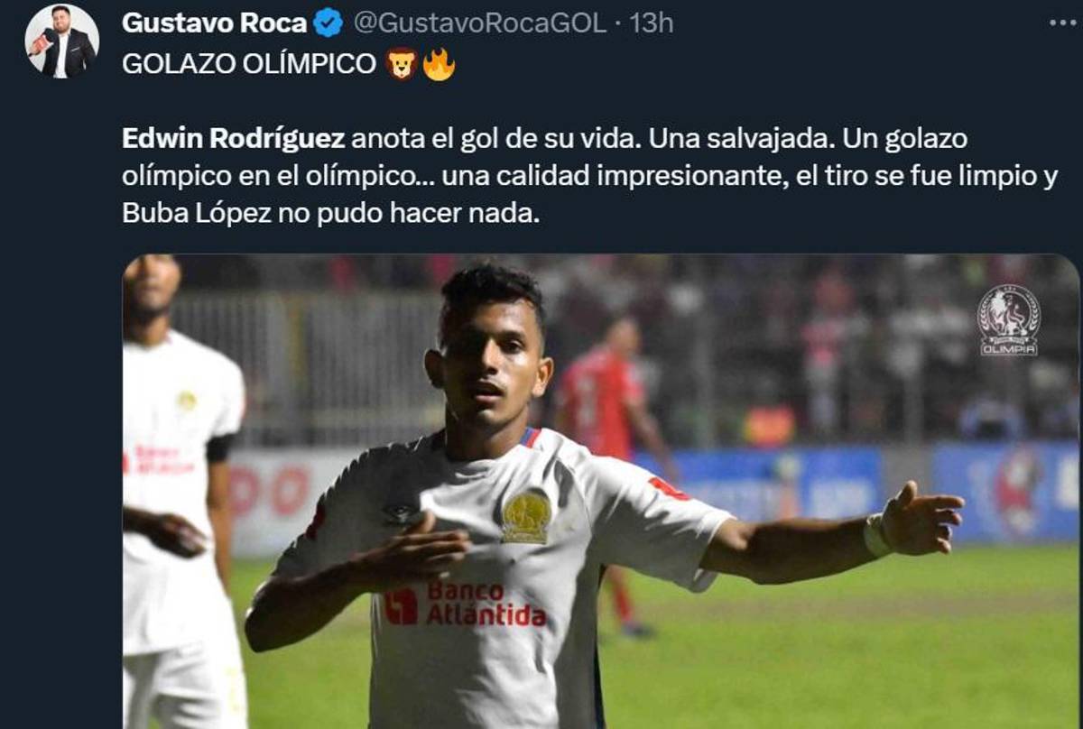 “Descomunal”, “Memorable”: Prensa de Honduras e internacional se rinde ante golazo olímpico de Edwin Rodríguez