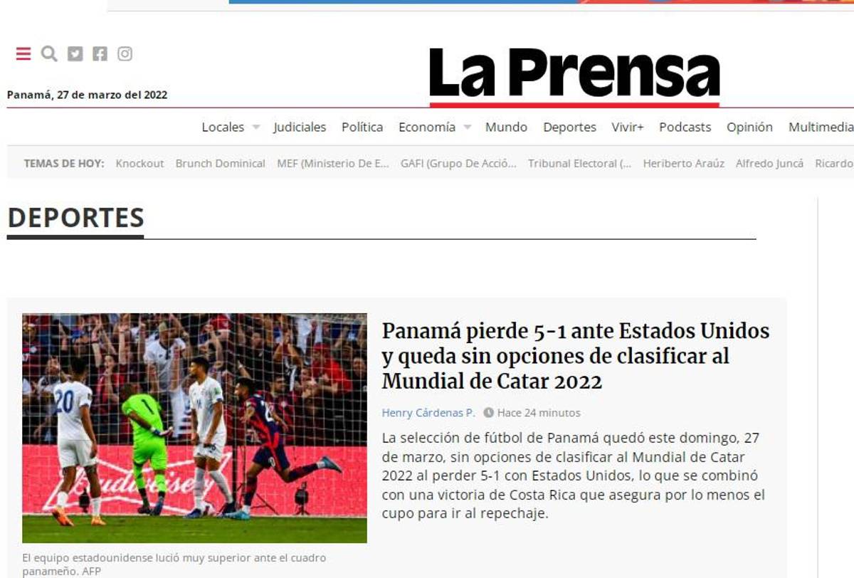 “Qué papelazo”: Lo que dice la prensa de Panamá tras la goleada de Estados Unidos ¿Y ‘Chepe Bomba’?