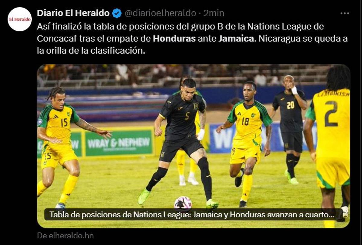 Prensa de Honduras celebra el boleto a cuartos de final en Nations League y también hay críticas: “hubo penal clarísimo para Jamaica”