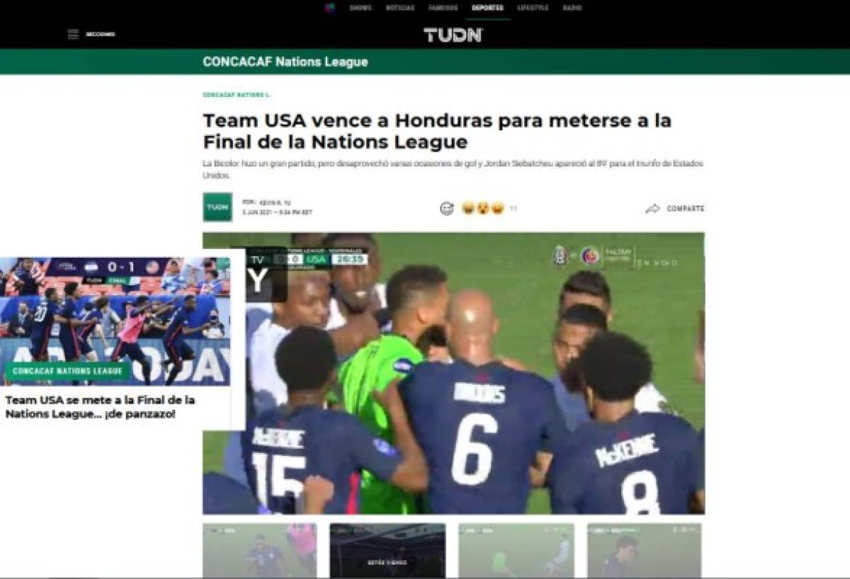 'Bofetada, polémico y con mejor fútbol'; Lo que dice la prensa de la derrota de Honduras ante EUA