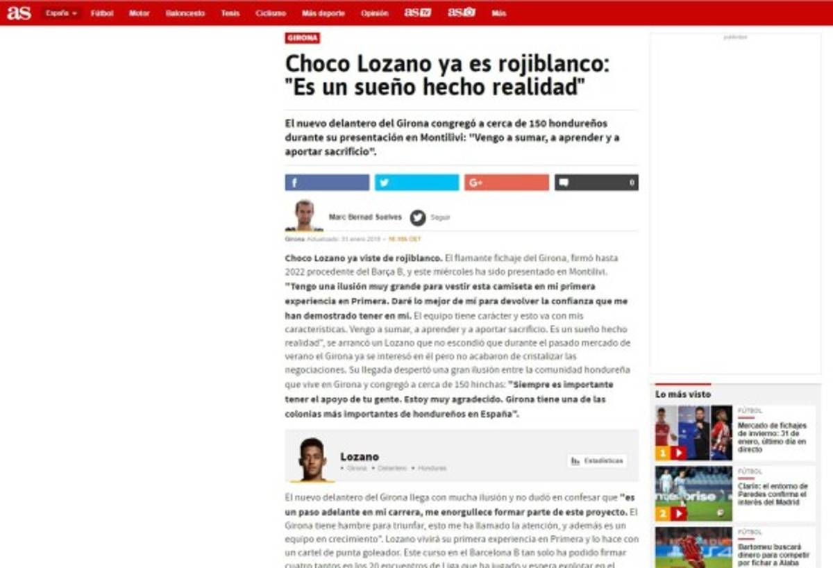 Así le hacen portadas a 'Chocogol' en España tras fichar por el Girona