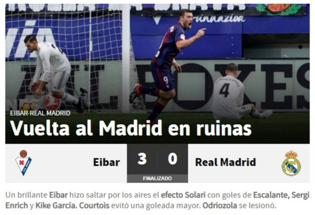 ''Bochorno'', así se come la prensa al Real Madrid tras recibir paliza del Eibar