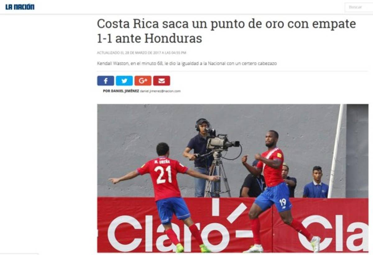 Como 'punto de oro' califica prensa tica empate ante Honduras